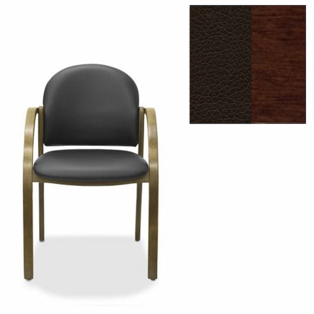 Офисный стул Юнитекс Джуно экокожа премиум тёмно-коричневая CN1113/дерево-орех гамильтон