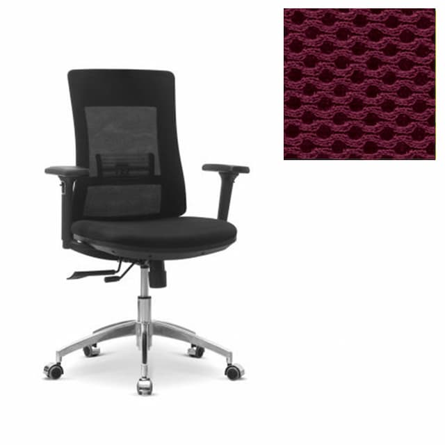 Кресло персонала Юнитекс Pulse A X/SL/3D ткань TW бордовая